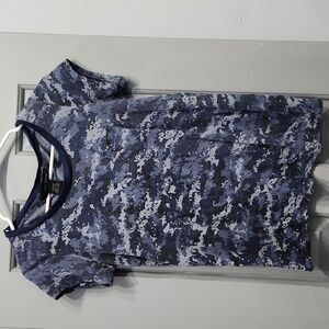 Calvin Klein Blue Digital Camo Shirt with Chest Pocket XS